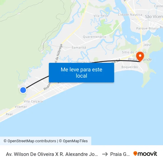 Av. Wilson De Oliveira X R. Alexandre José De Melo Morais to Praia Grande map