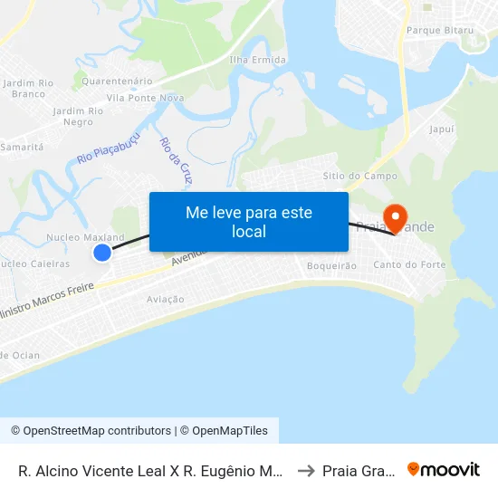 R. Alcino Vicente Leal X R. Eugênio Messiano to Praia Grande map