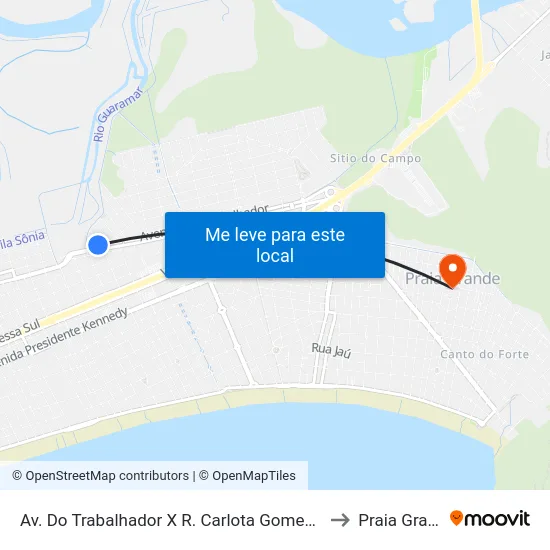 Av. Do Trabalhador X R. Carlota Gomes Alberto to Praia Grande map