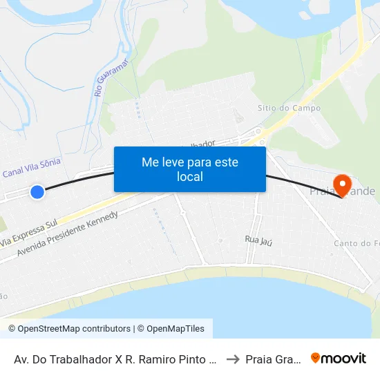 Av. Do Trabalhador X R. Ramiro Pinto Bonfim to Praia Grande map