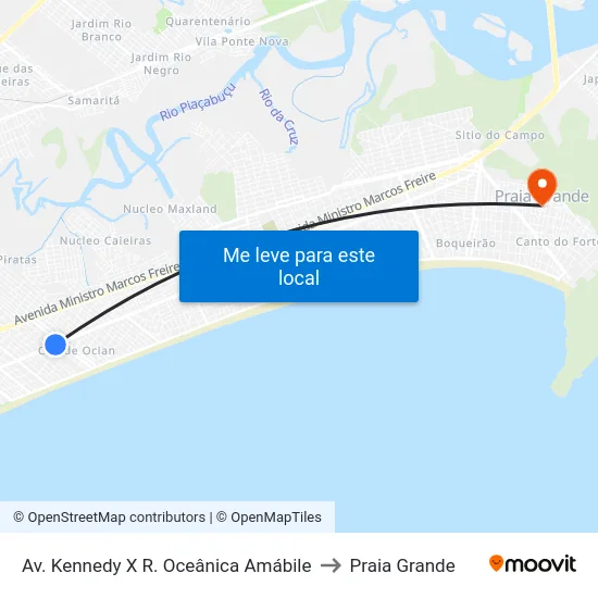 Av. Kennedy X R. Oceânica Amábile to Praia Grande map