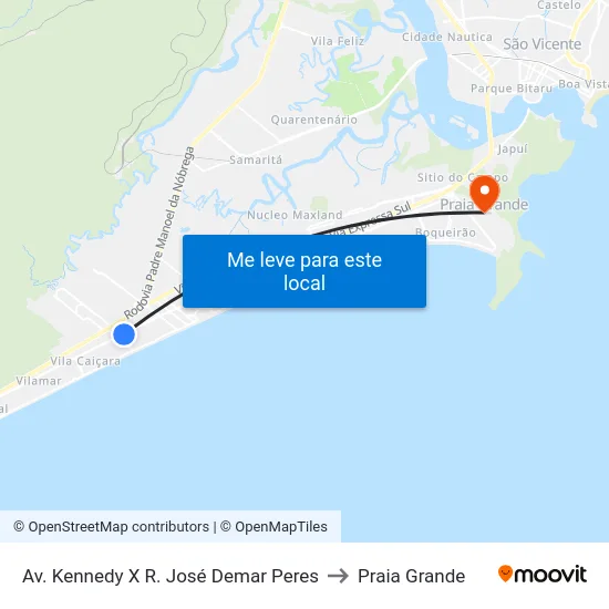 Av. Kennedy X R. José Demar Peres to Praia Grande map