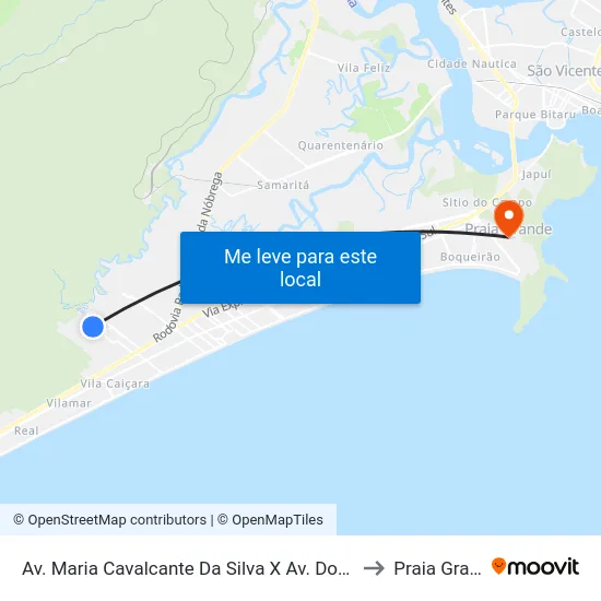 Av. Maria Cavalcante Da Silva X Av. Dos Jatobás to Praia Grande map