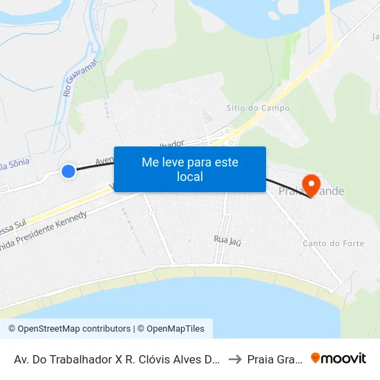 Av. Do Trabalhador X R. Clóvis Alves De Moura to Praia Grande map