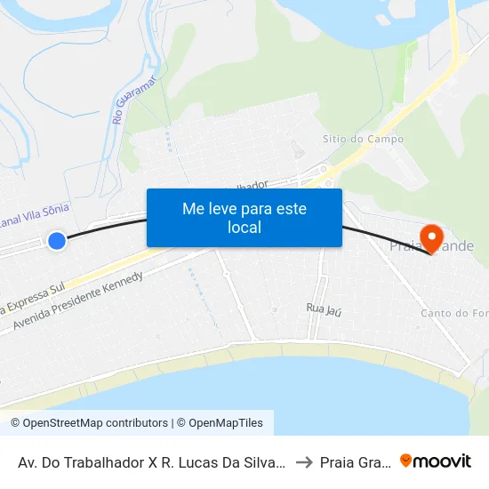 Av. Do Trabalhador X R. Lucas Da Silva Marques to Praia Grande map