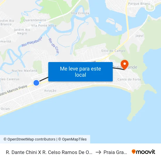 R. Dante Chini X R. Celso Ramos De Oliveira to Praia Grande map
