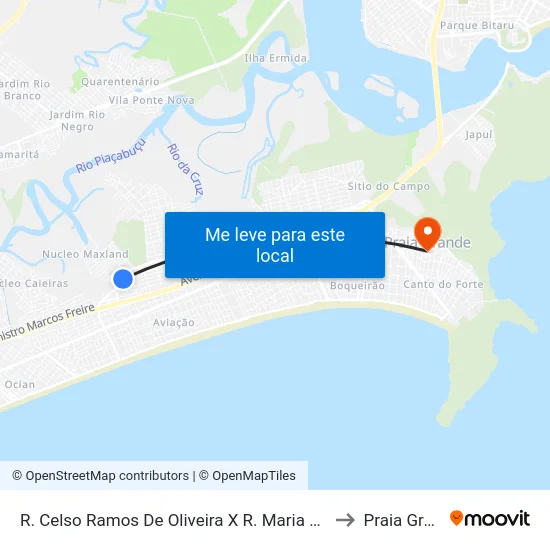 R. Celso Ramos De Oliveira X R. Maria Rosa Correa to Praia Grande map