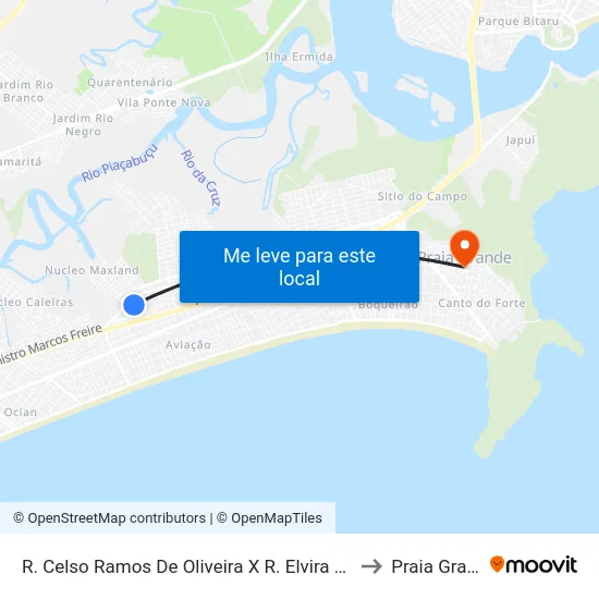 R. Celso Ramos De Oliveira X R. Elvira Cruz Leal to Praia Grande map