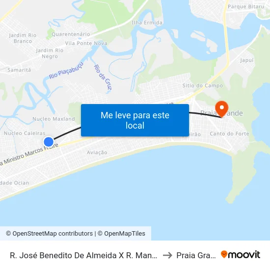 R. José Benedito De Almeida X R. Manoel Alves to Praia Grande map