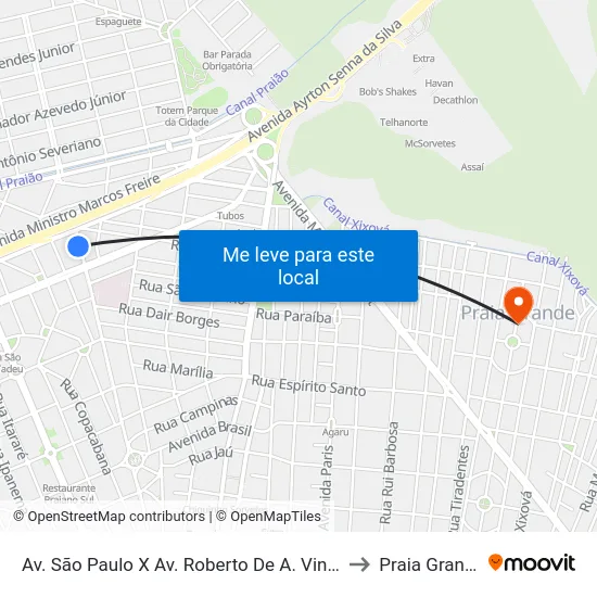 Av. São Paulo X Av. Roberto De A. Vinhas to Praia Grande map