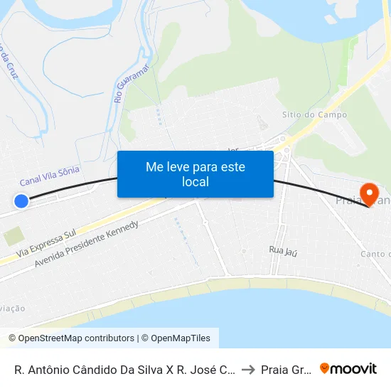 R. Antônio Cândido Da Silva X R. José Costa Monteiro to Praia Grande map