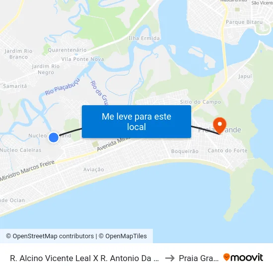 R. Alcino Vicente Leal X R. Antonio Da Silva Pião to Praia Grande map