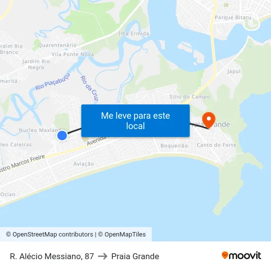 R. Alécio Messiano, 87 to Praia Grande map