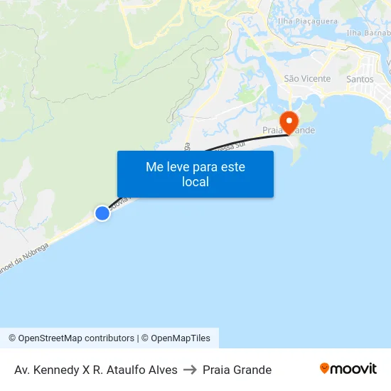 Av. Kennedy X R. Ataulfo Alves to Praia Grande map
