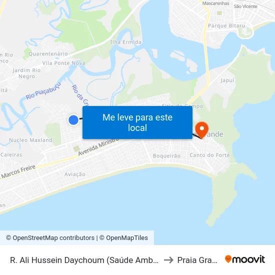 R. Ali Hussein Daychoum (Saúde Ambiental) to Praia Grande map