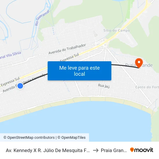 Av. Kennedy X R. Júlio De Mesquita Filho to Praia Grande map