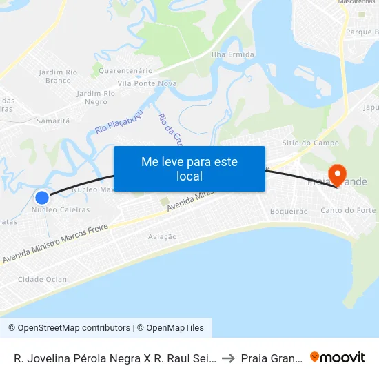 R. Jovelina Pérola Negra X R. Raul Seixas to Praia Grande map