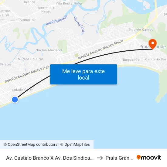 Av. Castelo Branco X Av. Dos Sindicatos to Praia Grande map