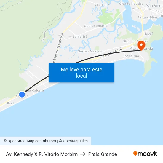 Av. Kennedy X R. Vitório Morbim to Praia Grande map