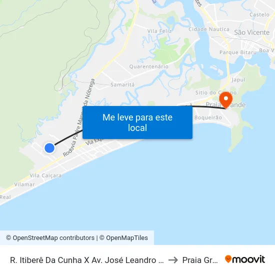 R. Itiberê Da Cunha X Av. José Leandro De Carvalho to Praia Grande map
