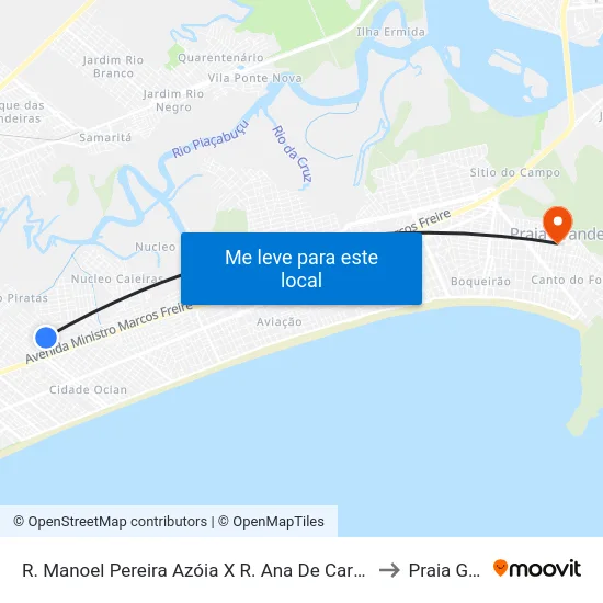 R. Manoel Pereira Azóia X R. Ana De Carvalho Cruz Mourão to Praia Grande map