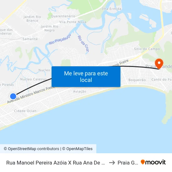 Rua Manoel Pereira Azóia X Rua Ana De Carvalho Cruz Mourão to Praia Grande map