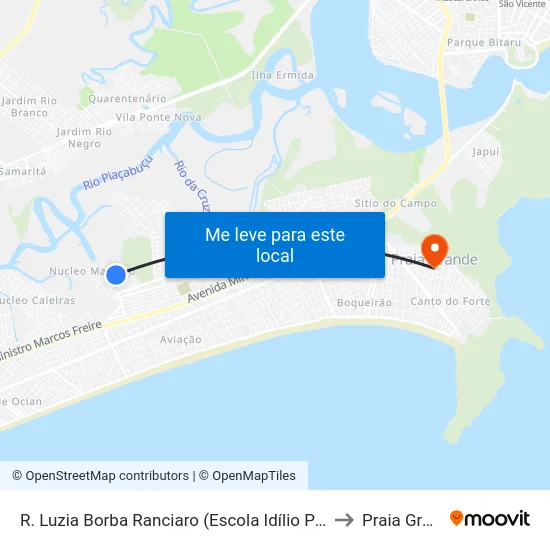 R. Luzia Borba Ranciaro (Escola Idílio Perticarate) to Praia Grande map