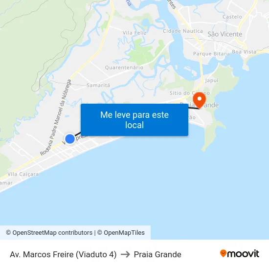 Av. Marcos Freire (Viaduto 4) to Praia Grande map