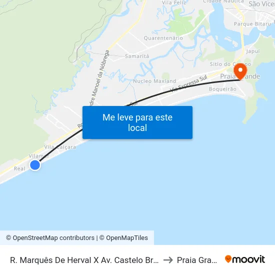 R. Marquês De Herval X Av. Castelo Branco) to Praia Grande map
