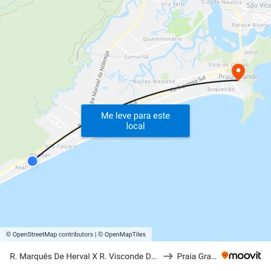 R. Marquês De Herval X R. Visconde De Embaré to Praia Grande map