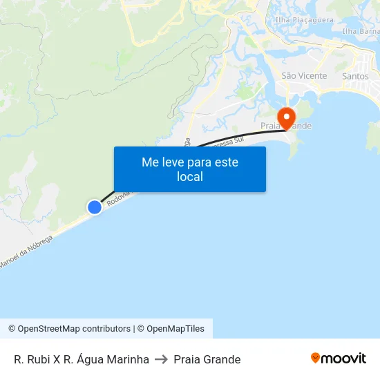 R. Rubi X R. Água Marinha to Praia Grande map