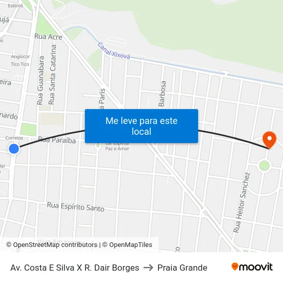 Av. Costa E Silva X R. Dair Borges to Praia Grande map