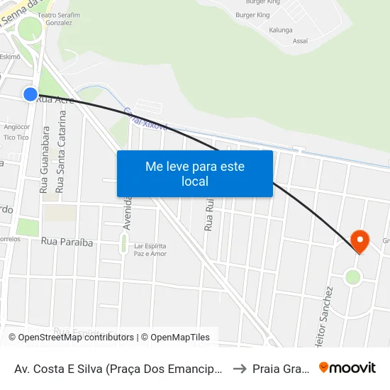 Av. Costa E Silva (Praça Dos Emancipadores) to Praia Grande map