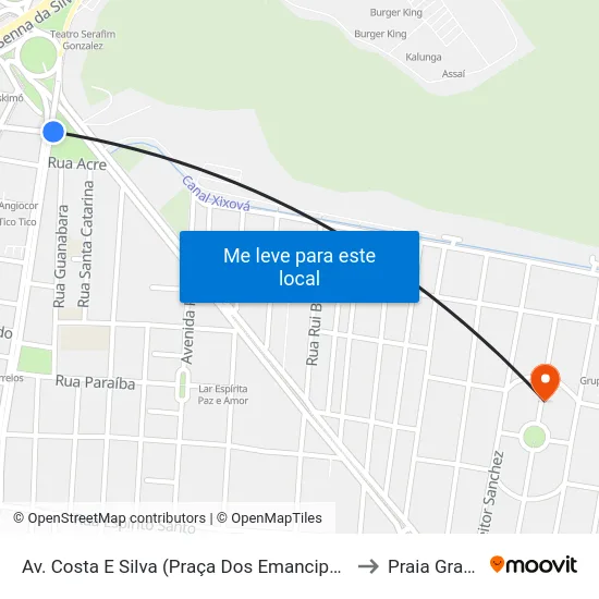 Av. Costa E Silva (Praça Dos Emancipadores) to Praia Grande map