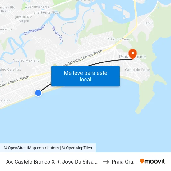 Av. Castelo Branco X R. José Da Silva Machado to Praia Grande map