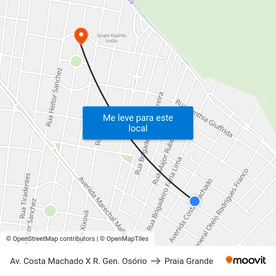 Av. Costa Machado X R. Gen. Osório to Praia Grande map