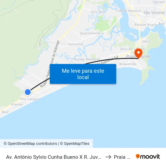 Av. Antônio Sylvio Cunha Bueno X R. Juventino Justo Fernandes to Praia Grande map