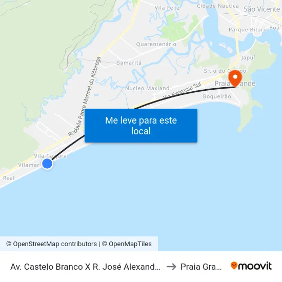 Av. Castelo Branco X R. José Alexandre Có to Praia Grande map