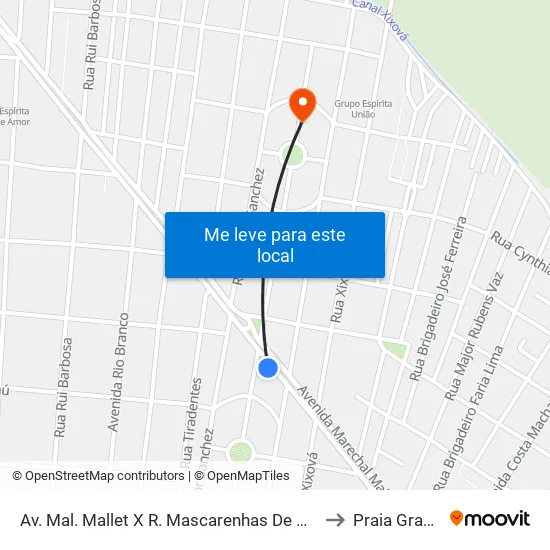 Av. Mal. Mallet X R. Mascarenhas De Morais to Praia Grande map