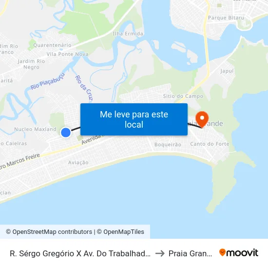 R. Sérgo Gregório X Av. Do Trabalhador to Praia Grande map