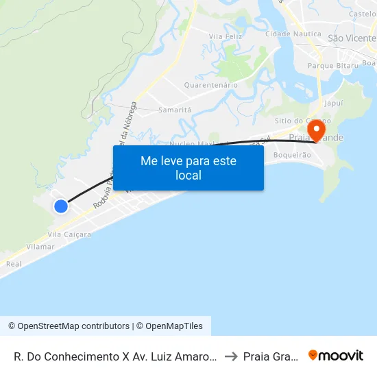R. Do Conhecimento X Av. Luiz Amaro Costa to Praia Grande map