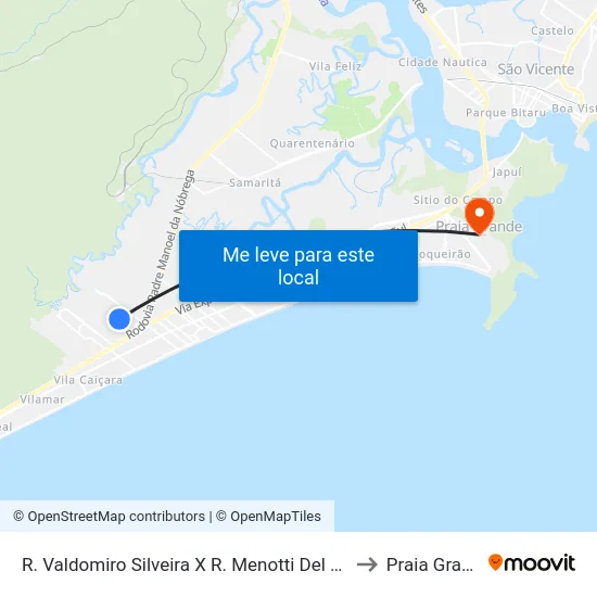 R. Valdomiro Silveira X R. Menotti Del Picchia to Praia Grande map
