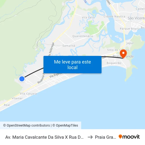 Av. Maria Cavalcante Da Silva X Rua Dos Cedros to Praia Grande map