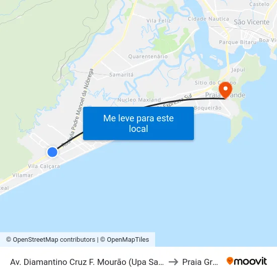 Av. Diamantino Cruz F. Mourão (Upa Samambaia) to Praia Grande map