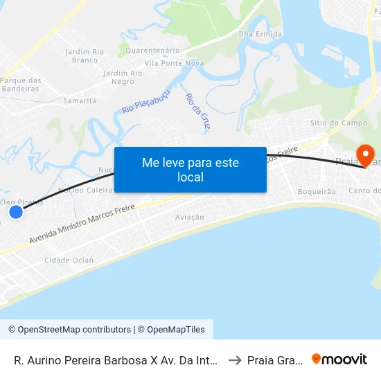 R. Aurino Pereira Barbosa X Av. Da Integração to Praia Grande map