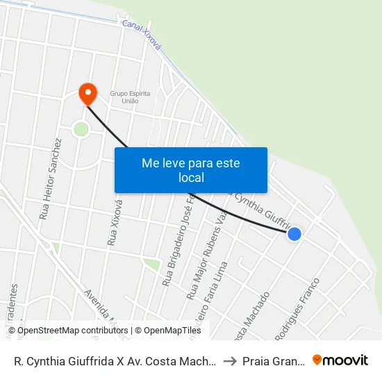 R. Cynthia Giuffrida X Av. Costa Machado to Praia Grande map