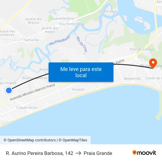 R. Aurino Pereira Barbosa, 142 to Praia Grande map