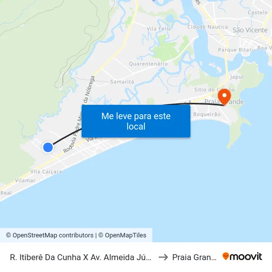 R. Itiberê Da Cunha X Av. Almeida Júnior to Praia Grande map