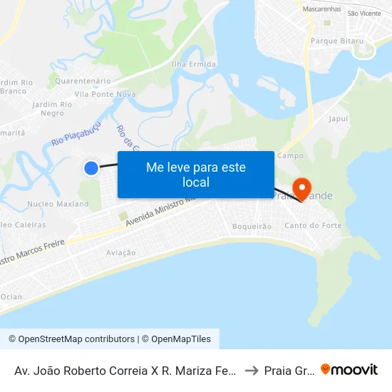 Av. João Roberto Correia X R. Mariza Ferreira Dos Santos to Praia Grande map