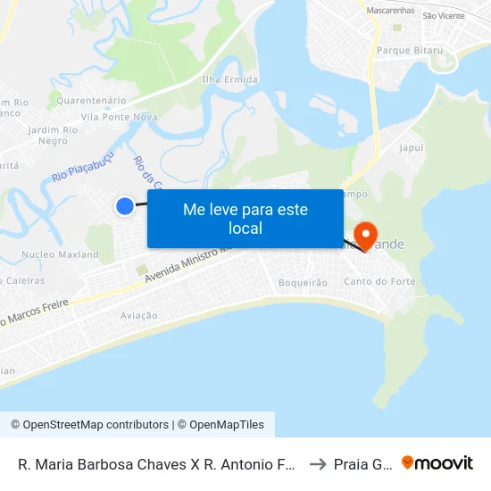 R. Maria Barbosa Chaves X R. Antonio Fagundes Dos Santos to Praia Grande map